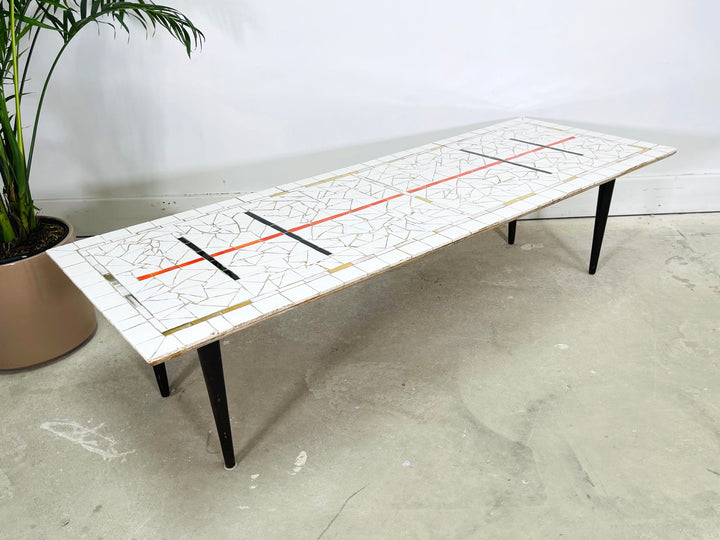 Mid-Century Modern Mosaic Tile Top Coffee Table image 7