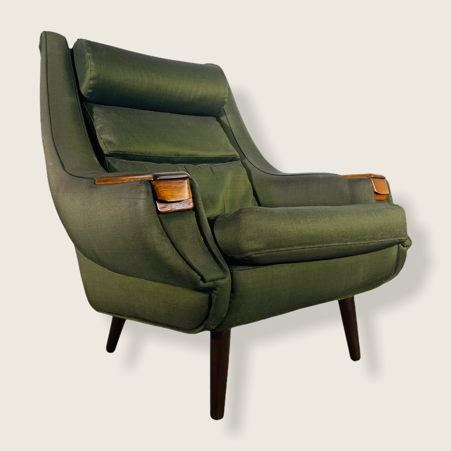 1960s Danish Modern Green Upholstered Lounge Chair  image 0