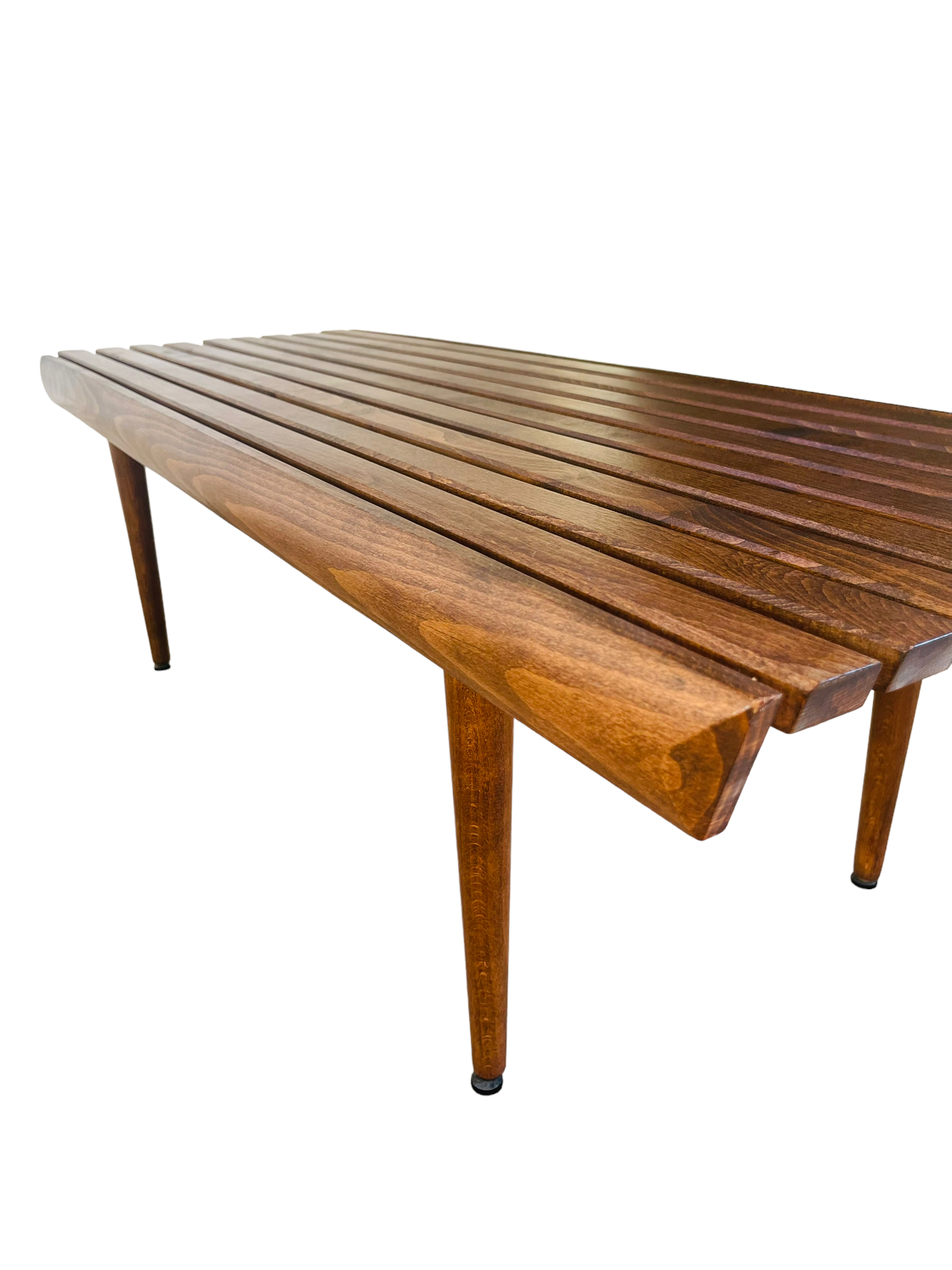 Mid-Century Modern Walnut Slatted Bench / Coffee Table image 2
