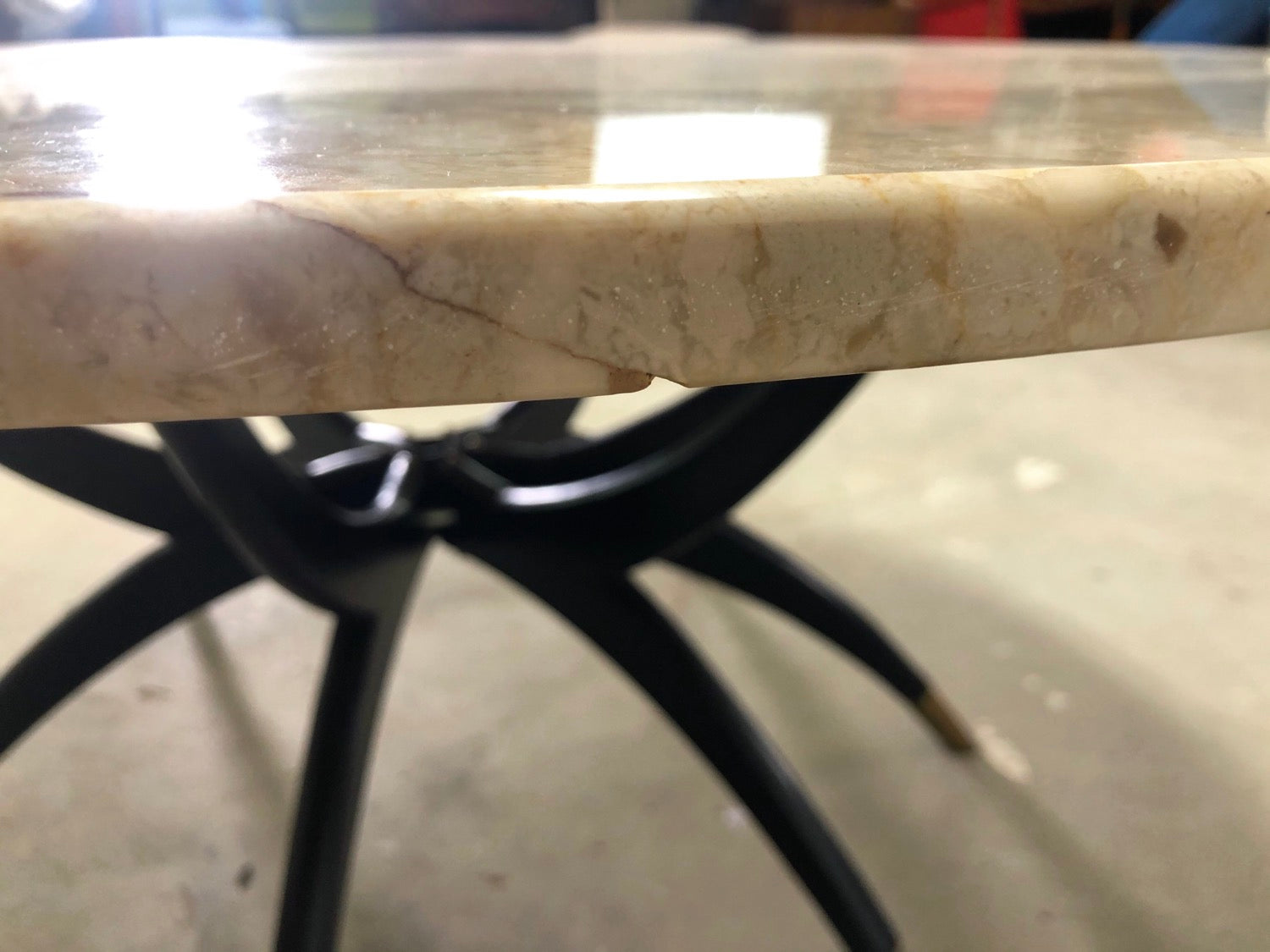 Italian Travertine Stone Top  Spider Coffee Table image 6