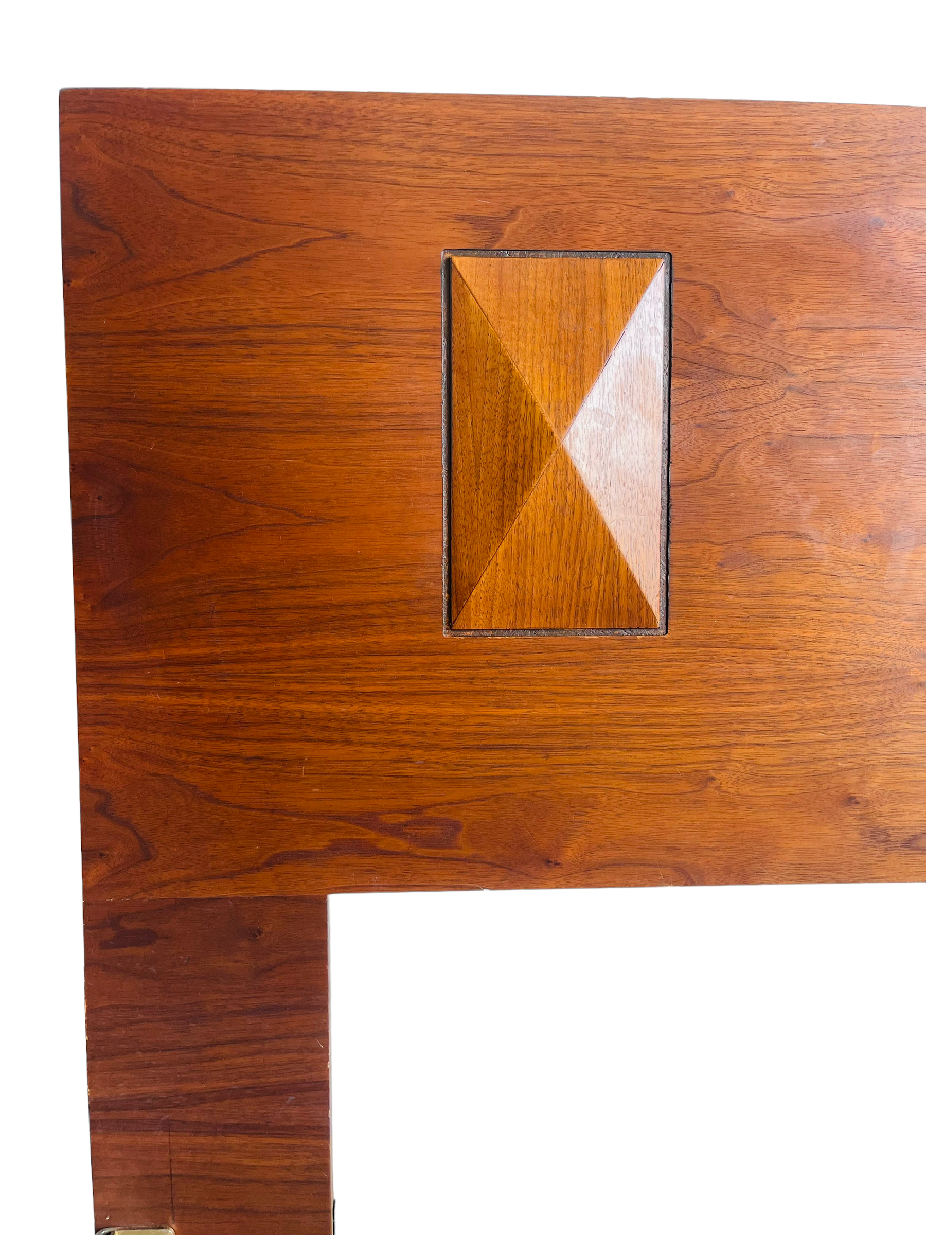 Mid-Century Modern Walnut Dimond Sculptured King Size Headboard  image 2