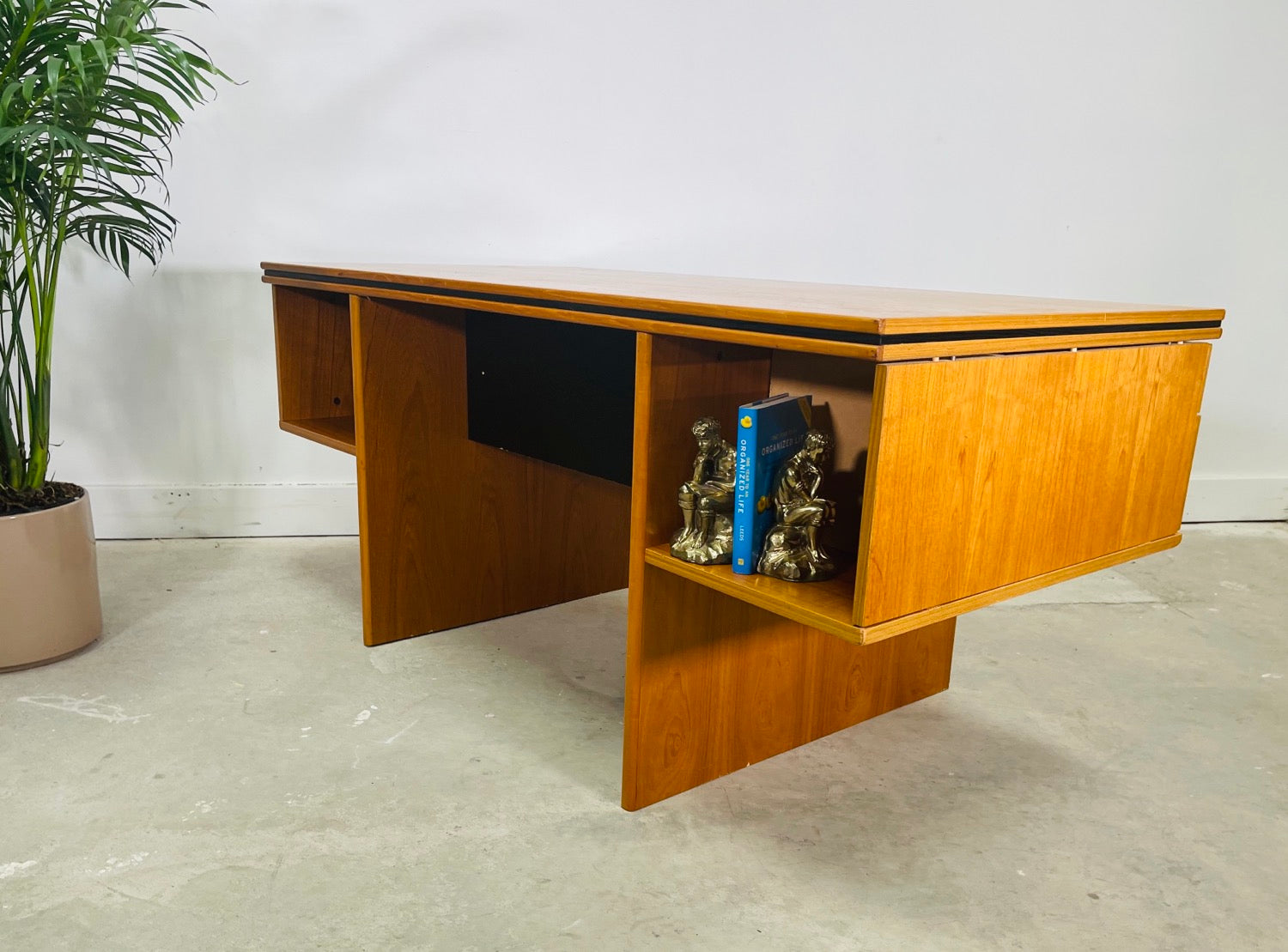 Danish Modern Teak Executive Desk with Bookcase by Bent Silberg Mobler image 6