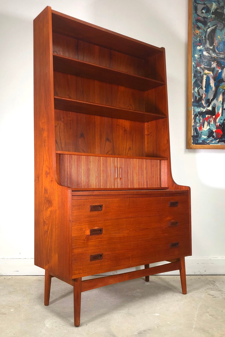 Mid-Century Danish Modern Teak Secretary Desk & Bookcase By Bornholms image 2