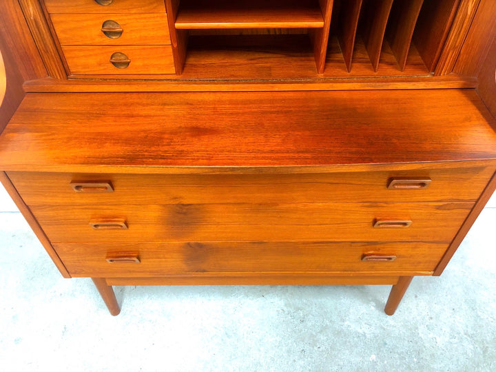 Mid-Century Danish Modern Teak Secretary Desk & Bookcase By BORNHOLMS image 8