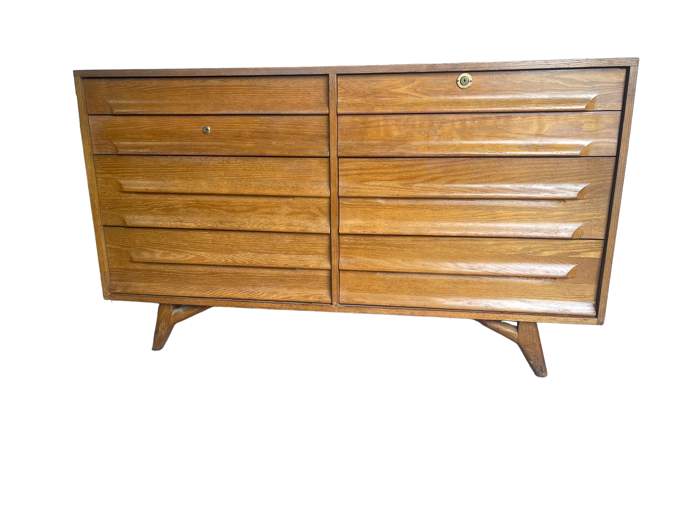 American Modern Cerused Oak Eight Drawer Dresser, Circa 1950s image 9