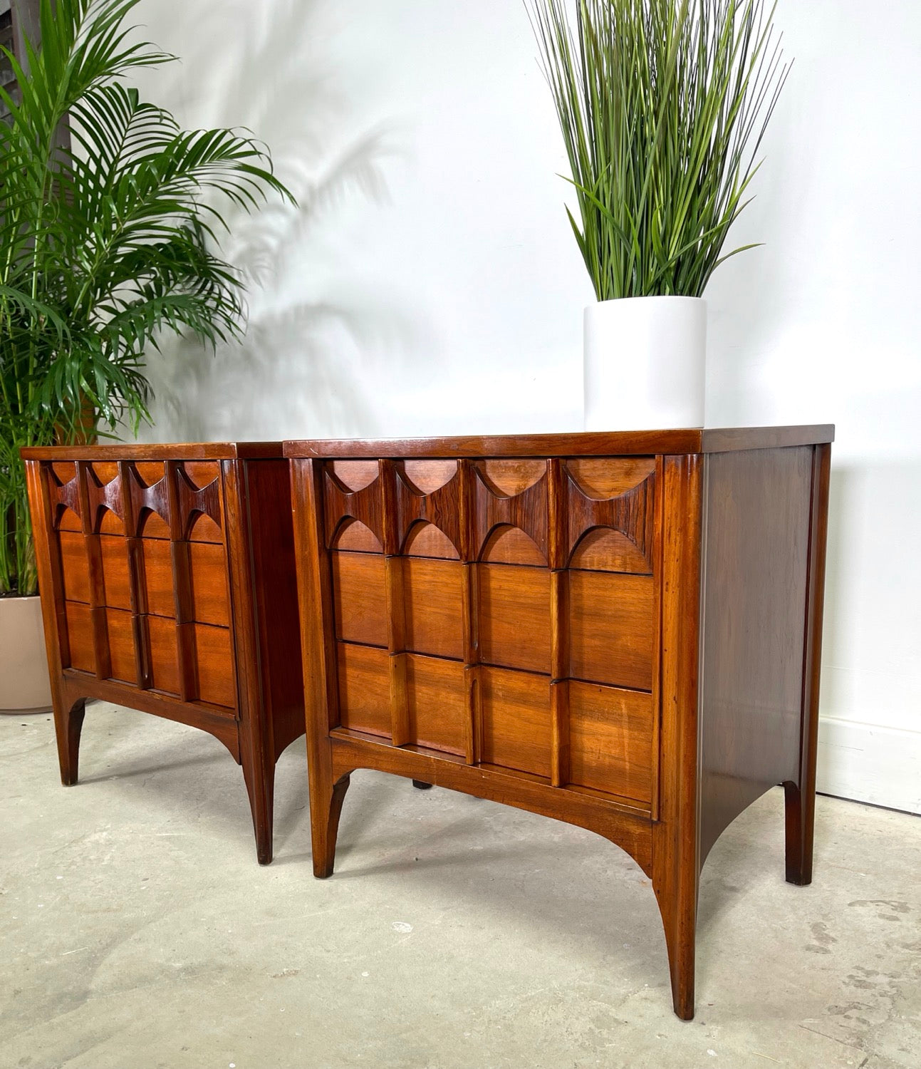Set 2 Mid-Century Modern Walnut Nightstands By Kent Coffey Perspecta image 2