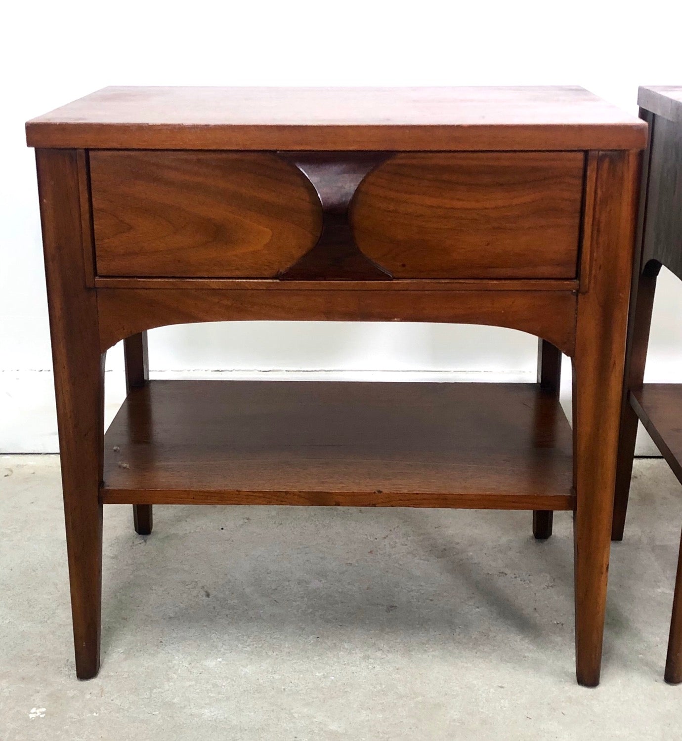 Pair Mid-Century Modern Rosewood & Pecan Nightstands By Kent Coffey image 7
