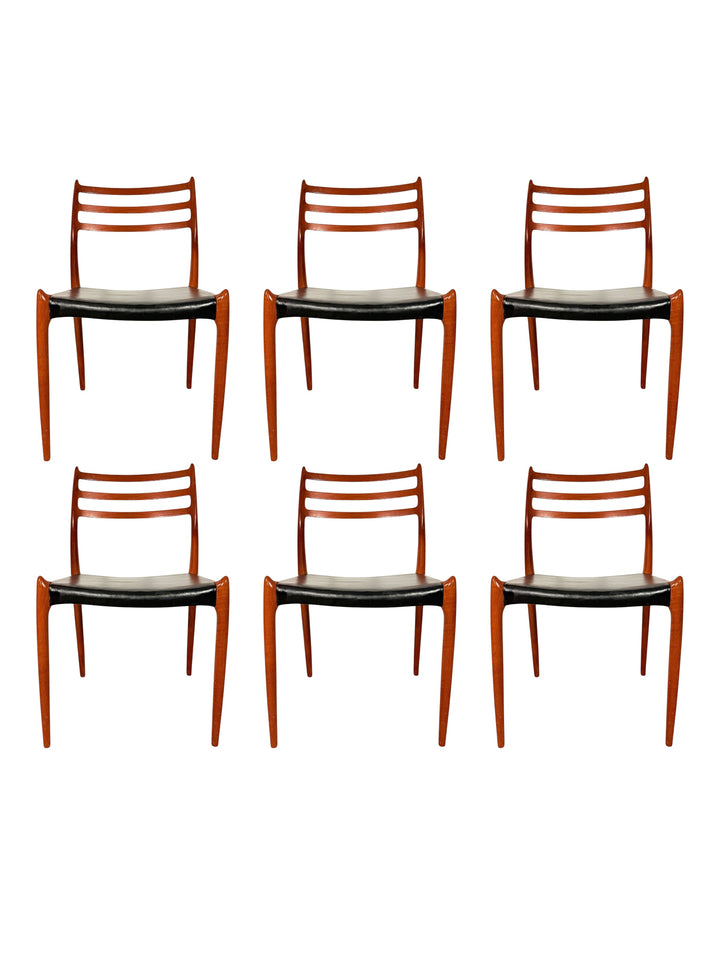 Set of Six Mid-Century Danish Teak Dining Chairs by Niels Otto Møller, Model 78 image 0