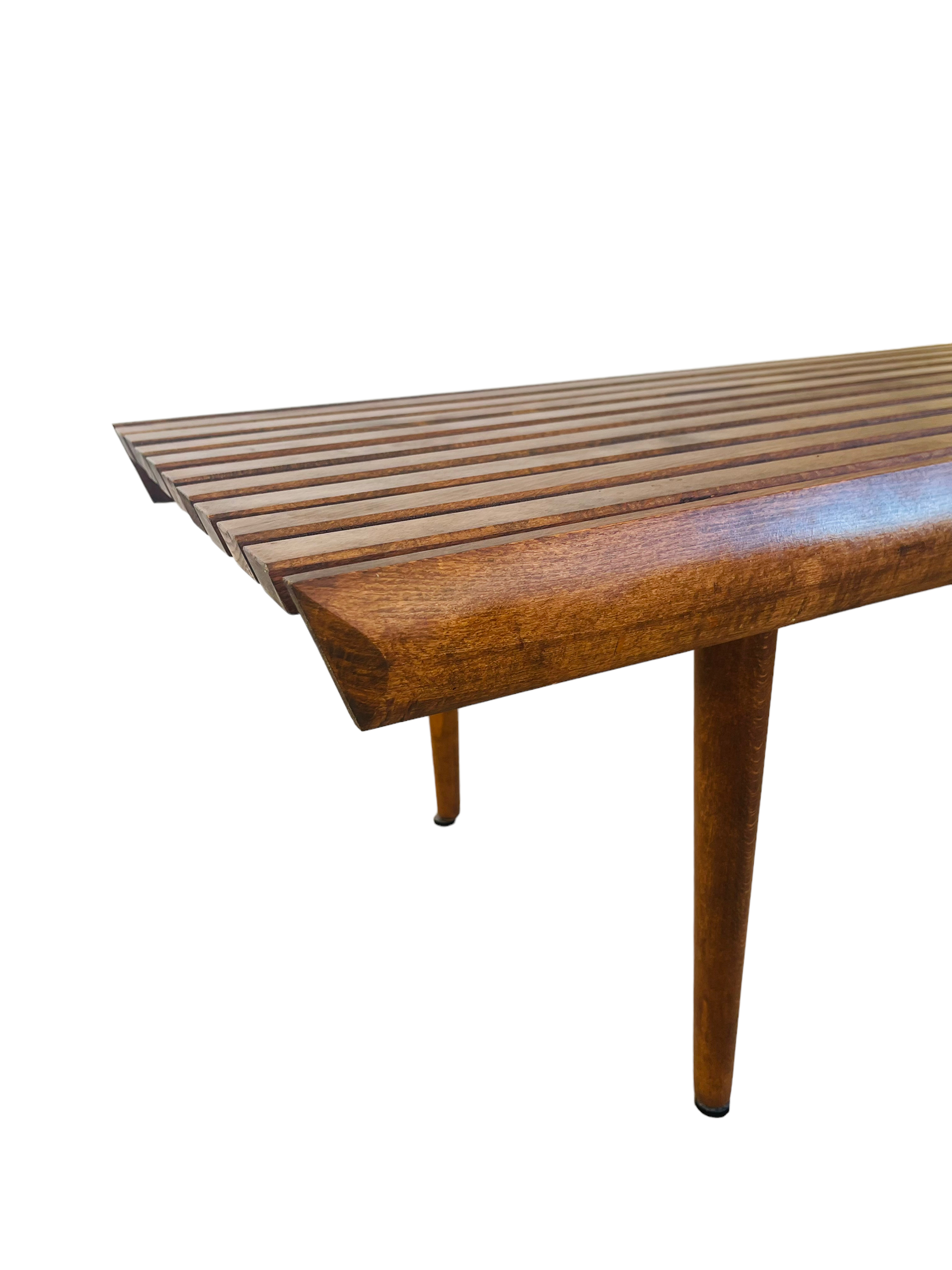 Mid-Century Modern Walnut Slatted Bench / Coffee Table image 6