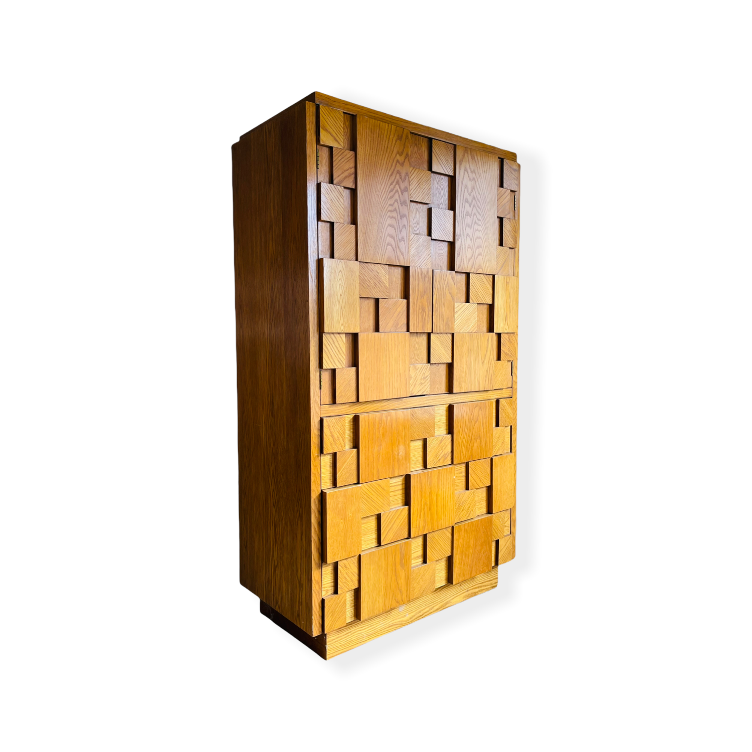 Mid Century Modern Brutalist Wood Block Cabinet by Lane Furniture  image 0