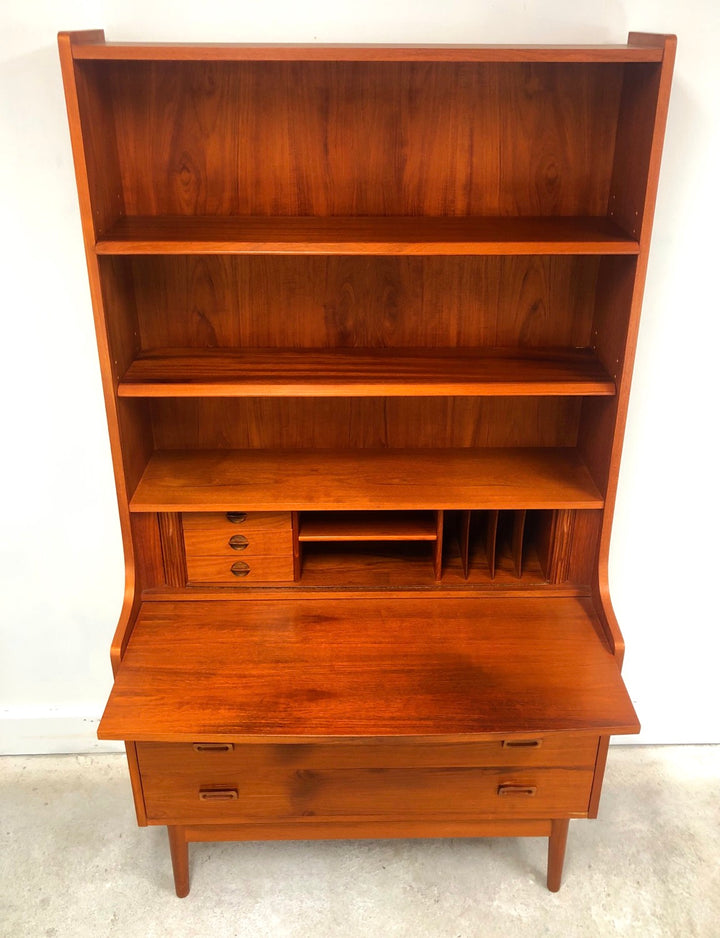 Mid-Century Danish Modern Teak Secretary Desk & Bookcase By BORNHOLMS image 4