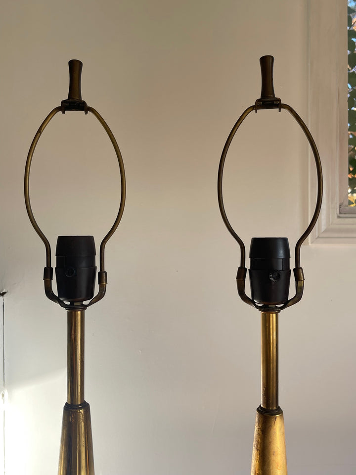 Pair MCM Wooden Tall Table Lamps image 8