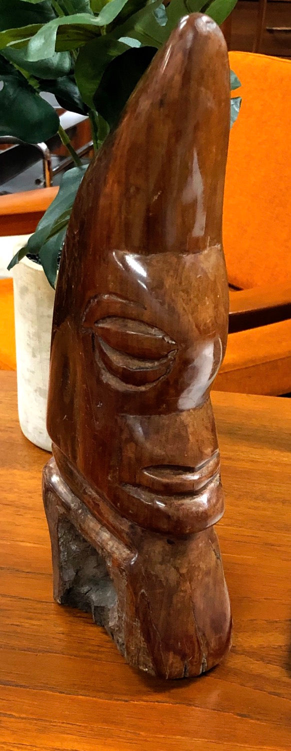 Mid-Century Modern Hand-Carved Wood One Eye Sculpture image 2