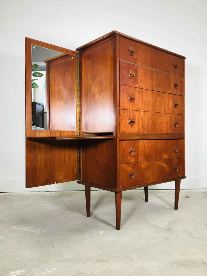 Mid-century Danish Modern Teak Vanity Dresser image 0