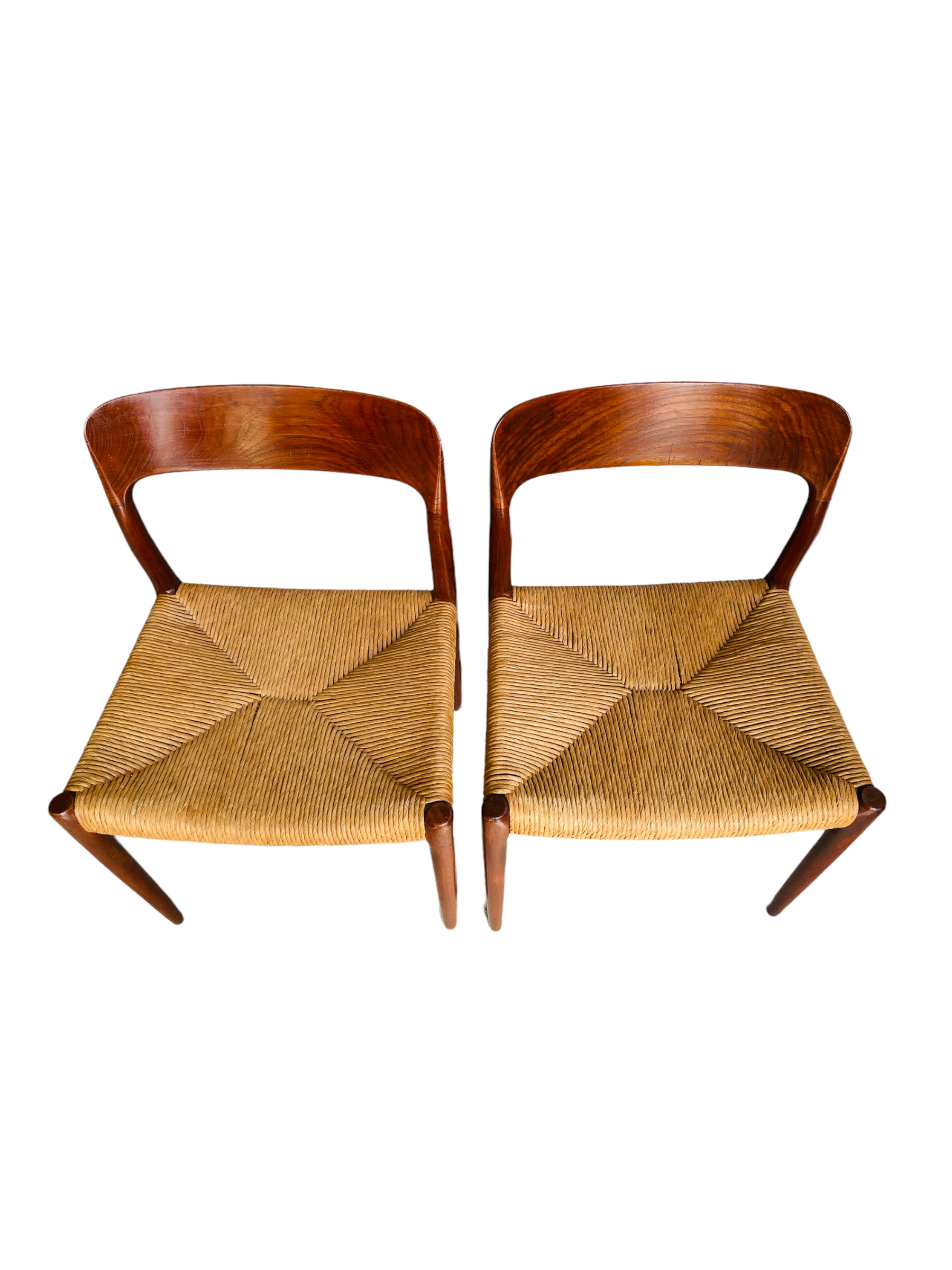 Pair Danish Modern Niels Moller Model #75 Paper Cord Chairs image 3