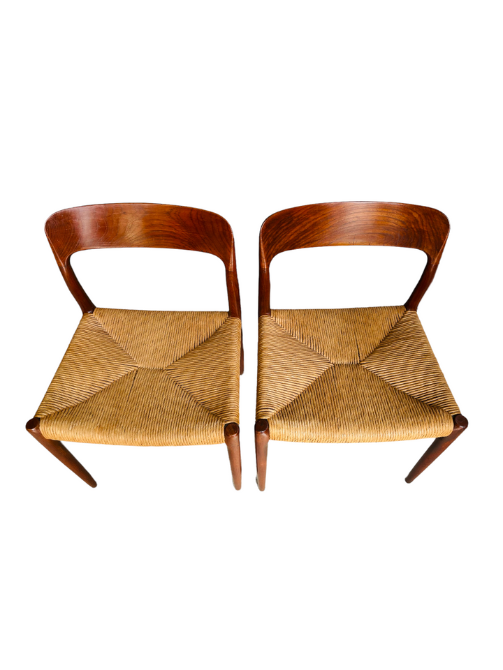 Pair Danish Modern Niels Moller Model #75 Paper Cord Chairs image 3