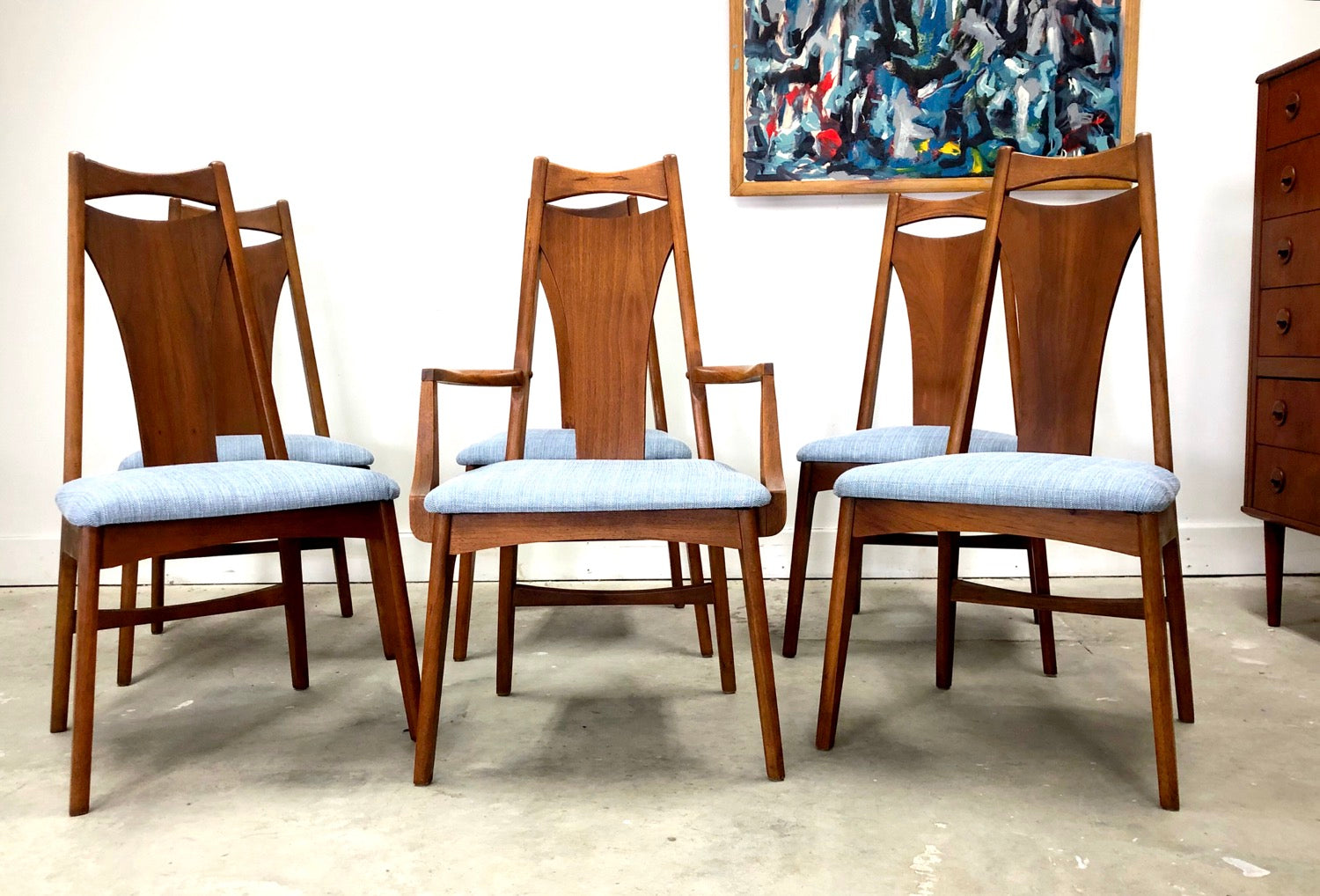 Set 6 Mid-Century Modern Walnut Dining Chairs By Young Manufacturing image 0