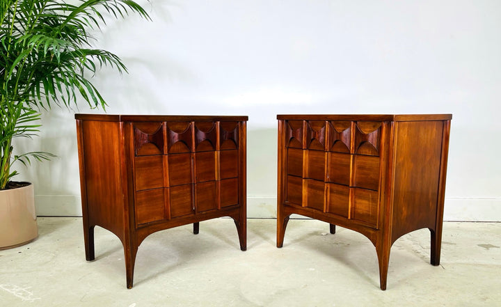 Set 2 Mid-Century Modern Walnut Nightstands By Kent Coffey Perspecta image 4