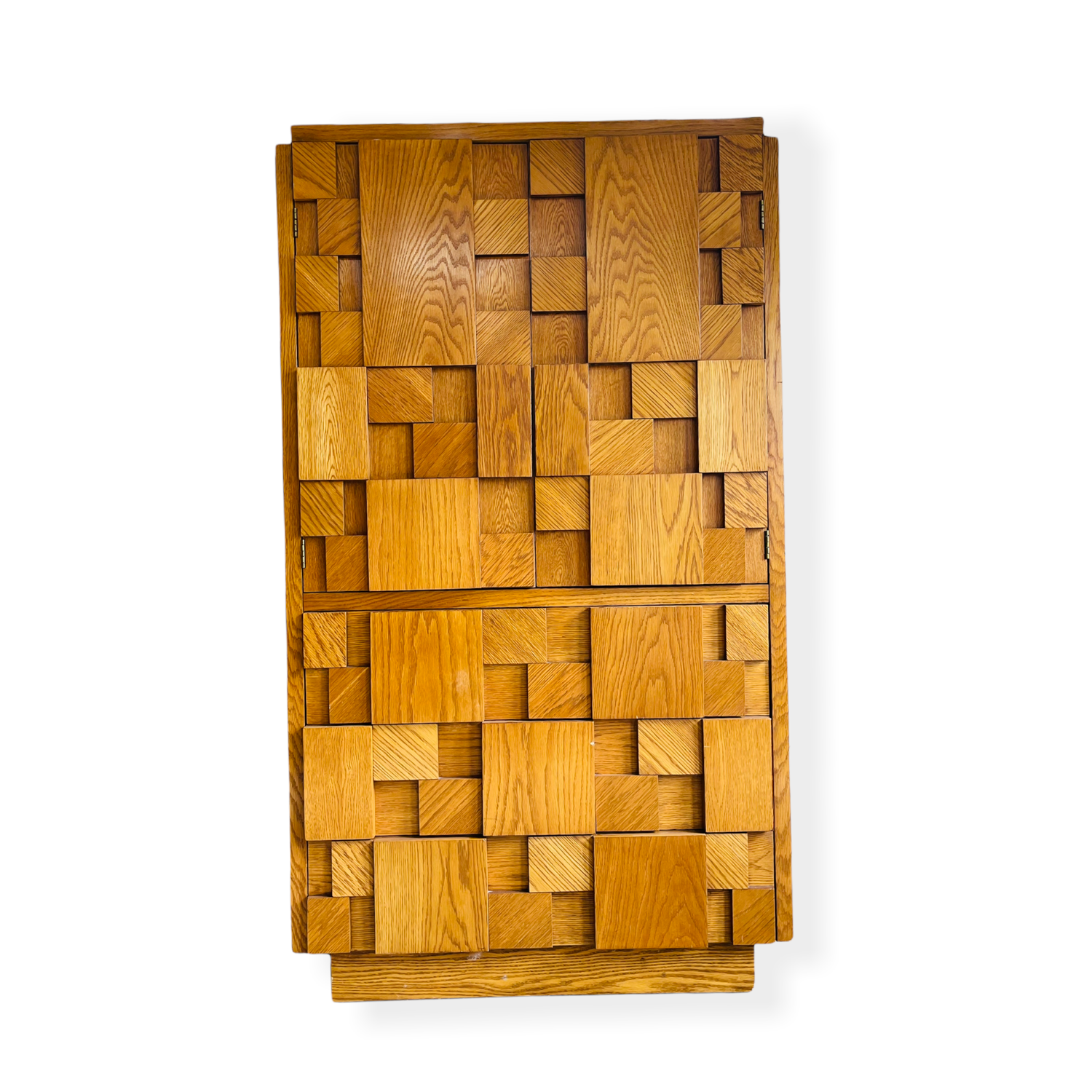 Mid Century Modern Brutalist Wood Block Cabinet by Lane Furniture  image 1