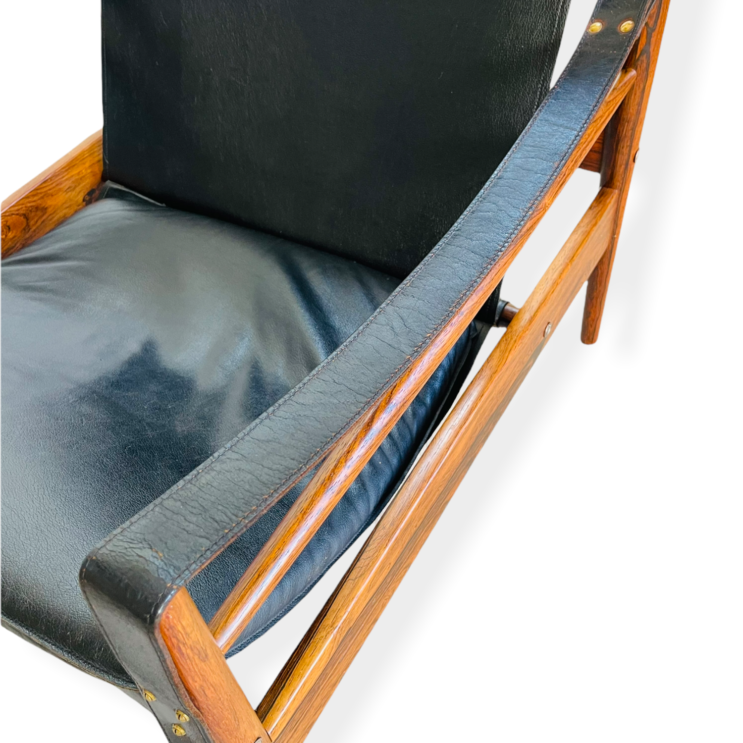 Danish Modern Rosewood Antelope Safari Leather Chair by Hans Olsen image 8