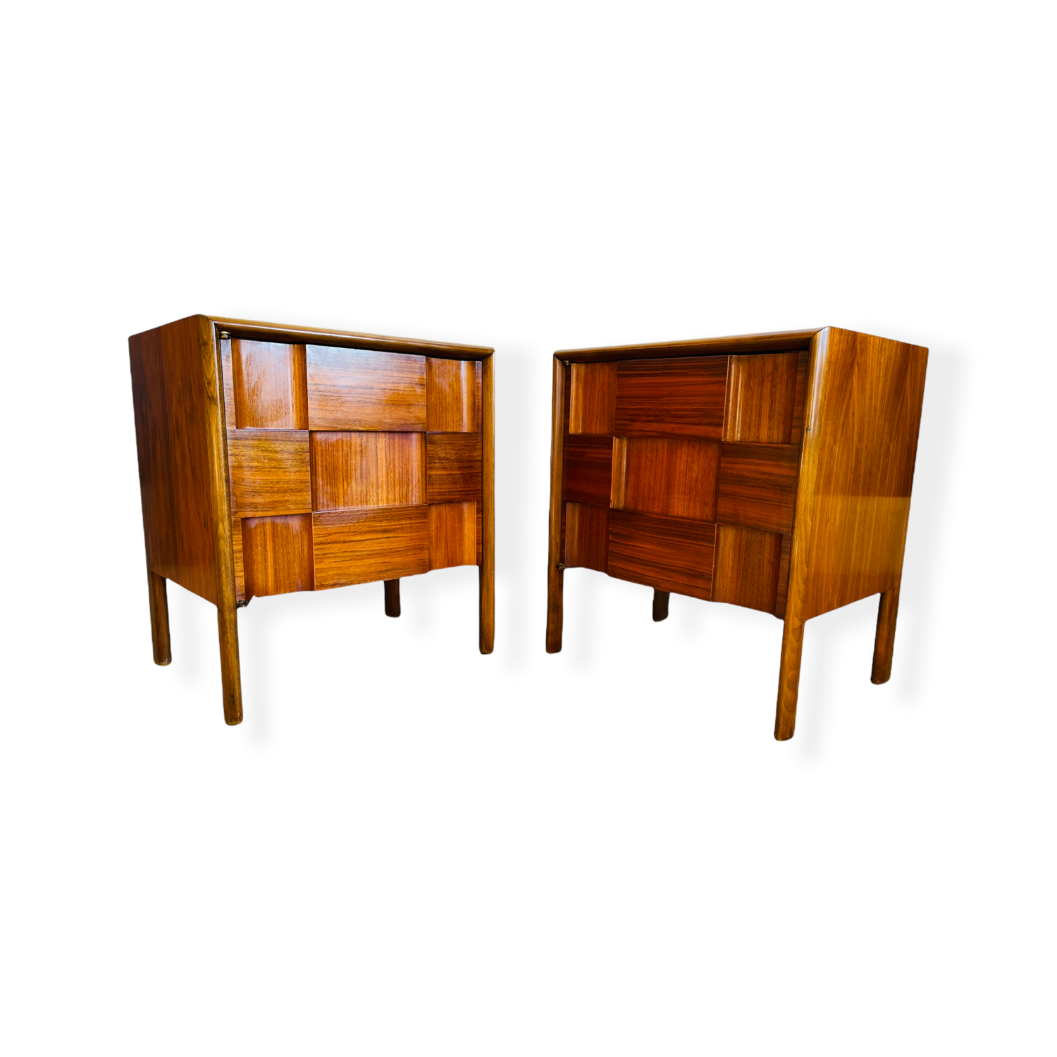 Edmond Spence Swedish Modern Walnut Sculpted Nightstands - a Pair image 0
