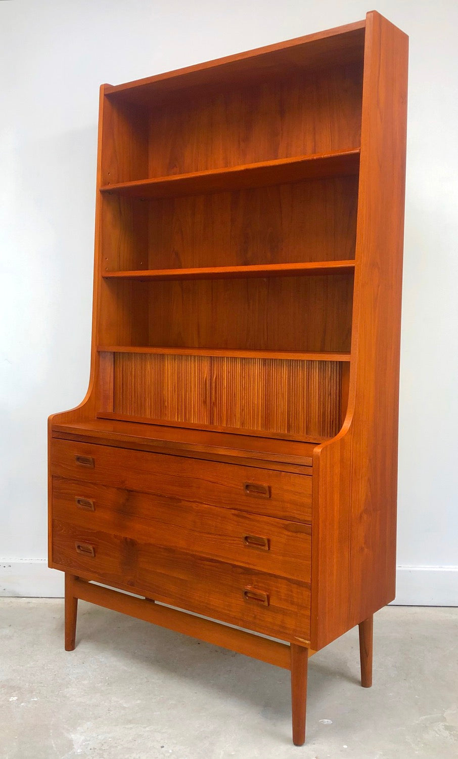 Mid-Century Danish Modern Teak Secretary Desk & Bookcase By BORNHOLMS image 1