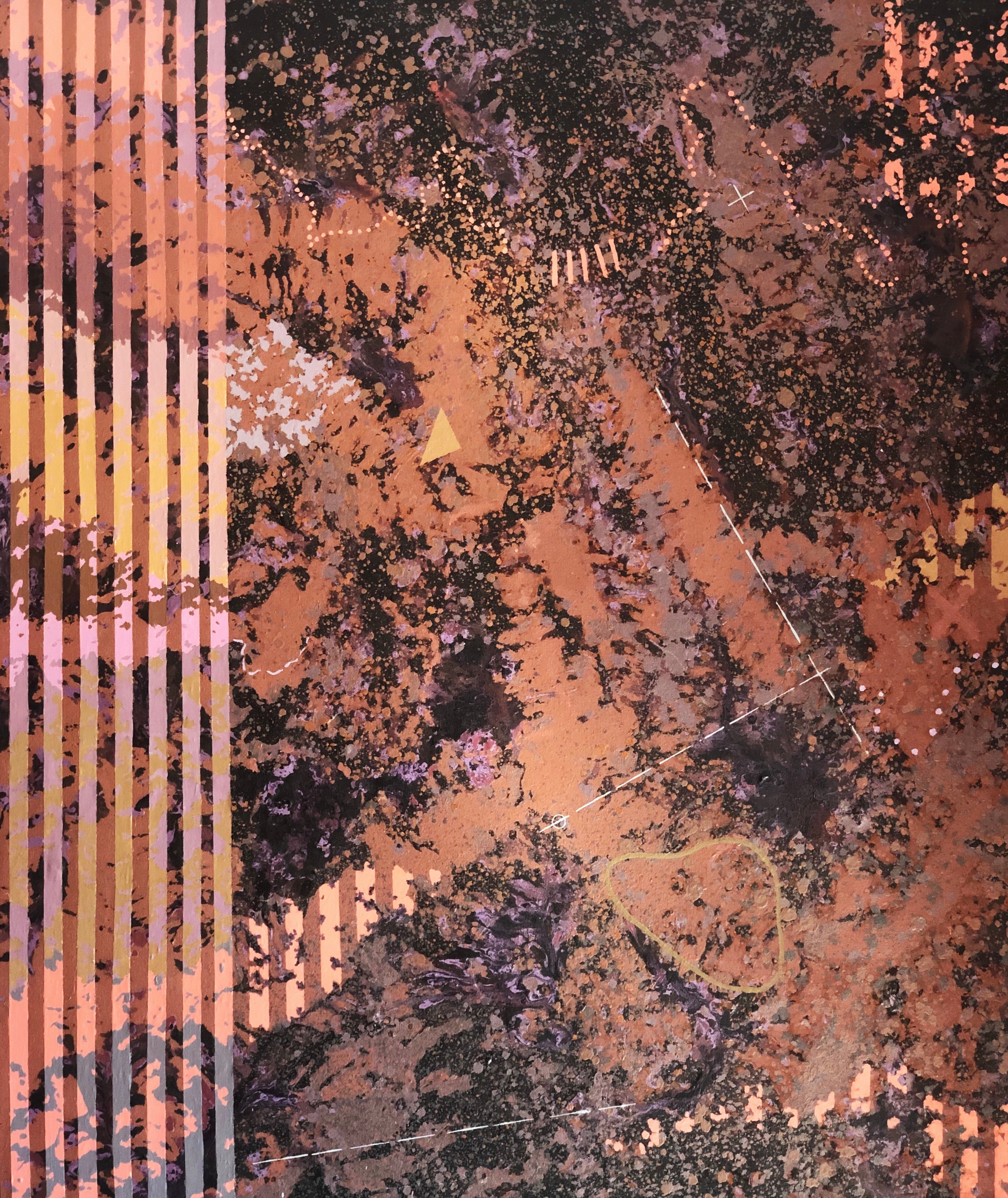 1976 Acrylic On Canvas By Carl Caivano, Space Scape Scanned image 2