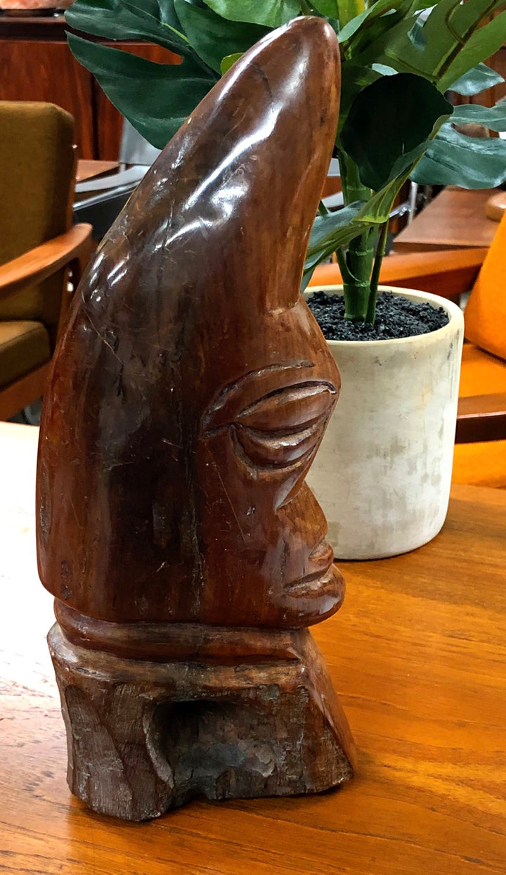 Mid-Century Modern Hand-Carved Wood One Eye Sculpture image 0
