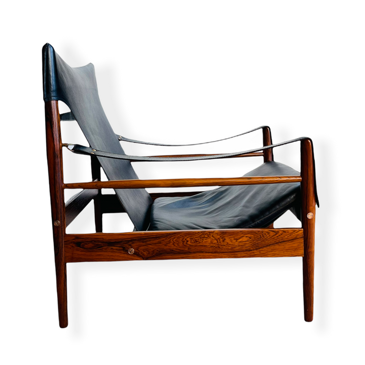 Danish Modern Rosewood Antelope Safari Leather Chair by Hans Olsen image 0