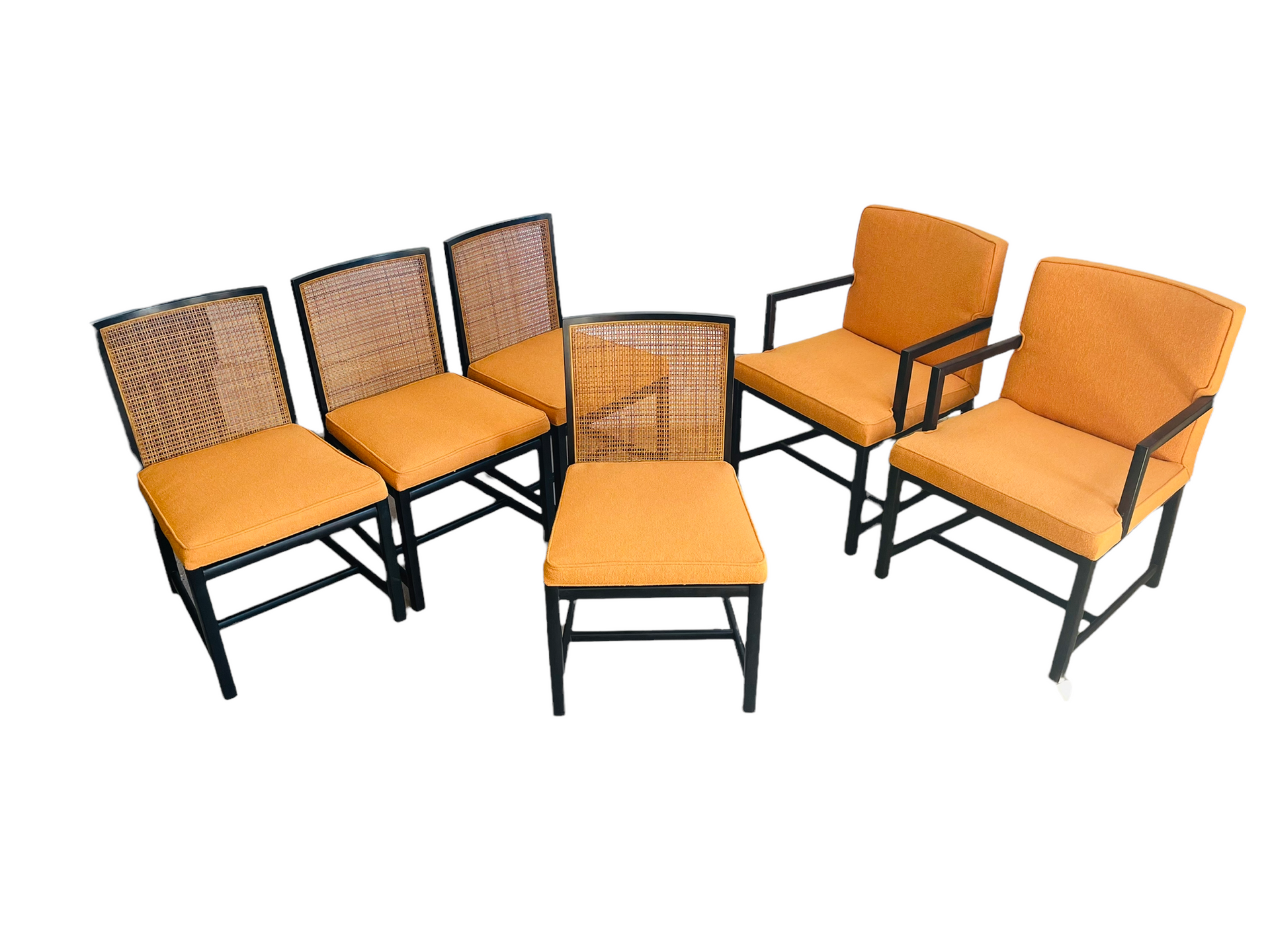 Rare Set 6 Cane Dining Chairs by Michael Taylor Circa 1960 image 1