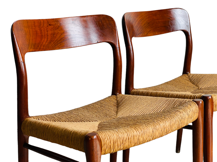Pair Danish Modern Niels Moller Model #75 Paper Cord Chairs image 2