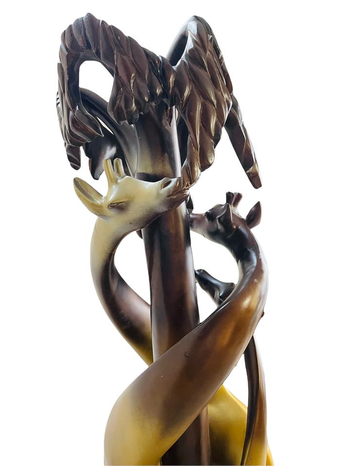 Vintage Hand Sculpture of Three Giraffe  image 1