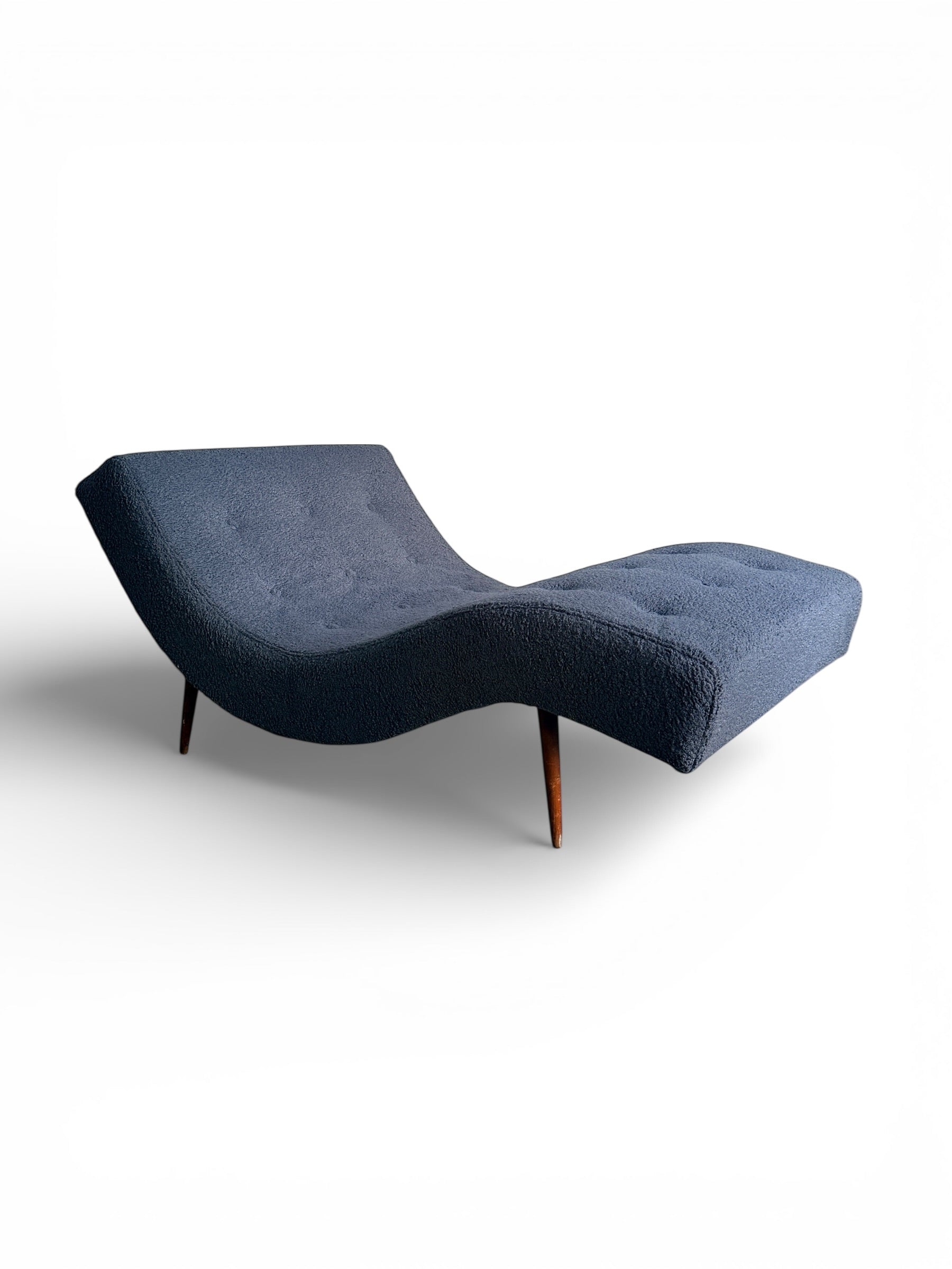 Adrian Pearsall Wave Chaise Lounge Chair – Mid Century Modern Blue Bouclé