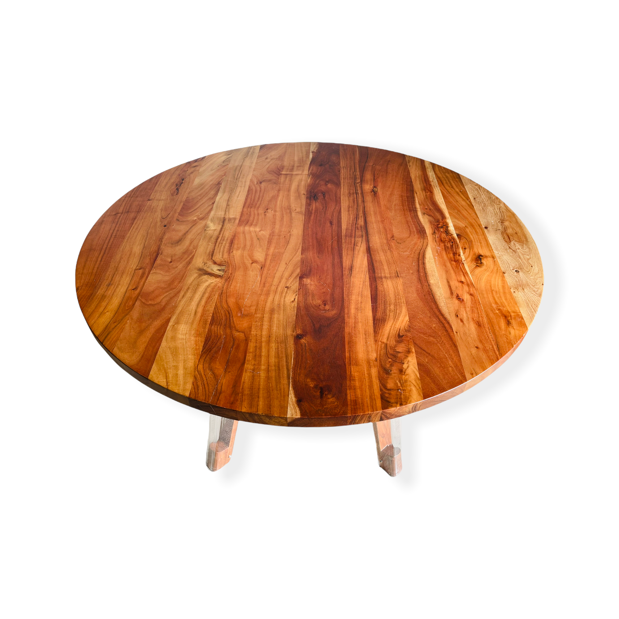 Round Cherry Dining Table with Lucite Legs image 0