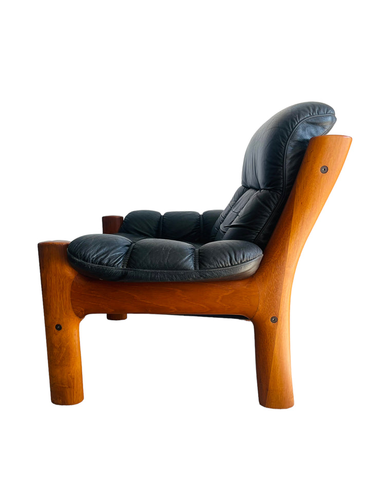 Mid Century Modern Ekornes Teak & Leather Lounge Chair image 7