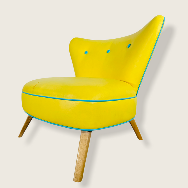 Mid-Century Modern Yellow Oversized Wingback Chair image 10