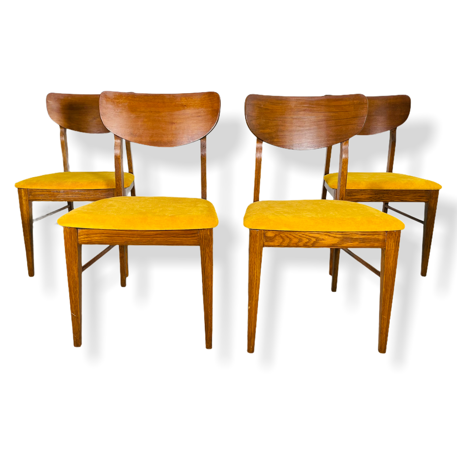 Set 4 Mid Century Modern Oak & Walnut Dining Chairs image 0