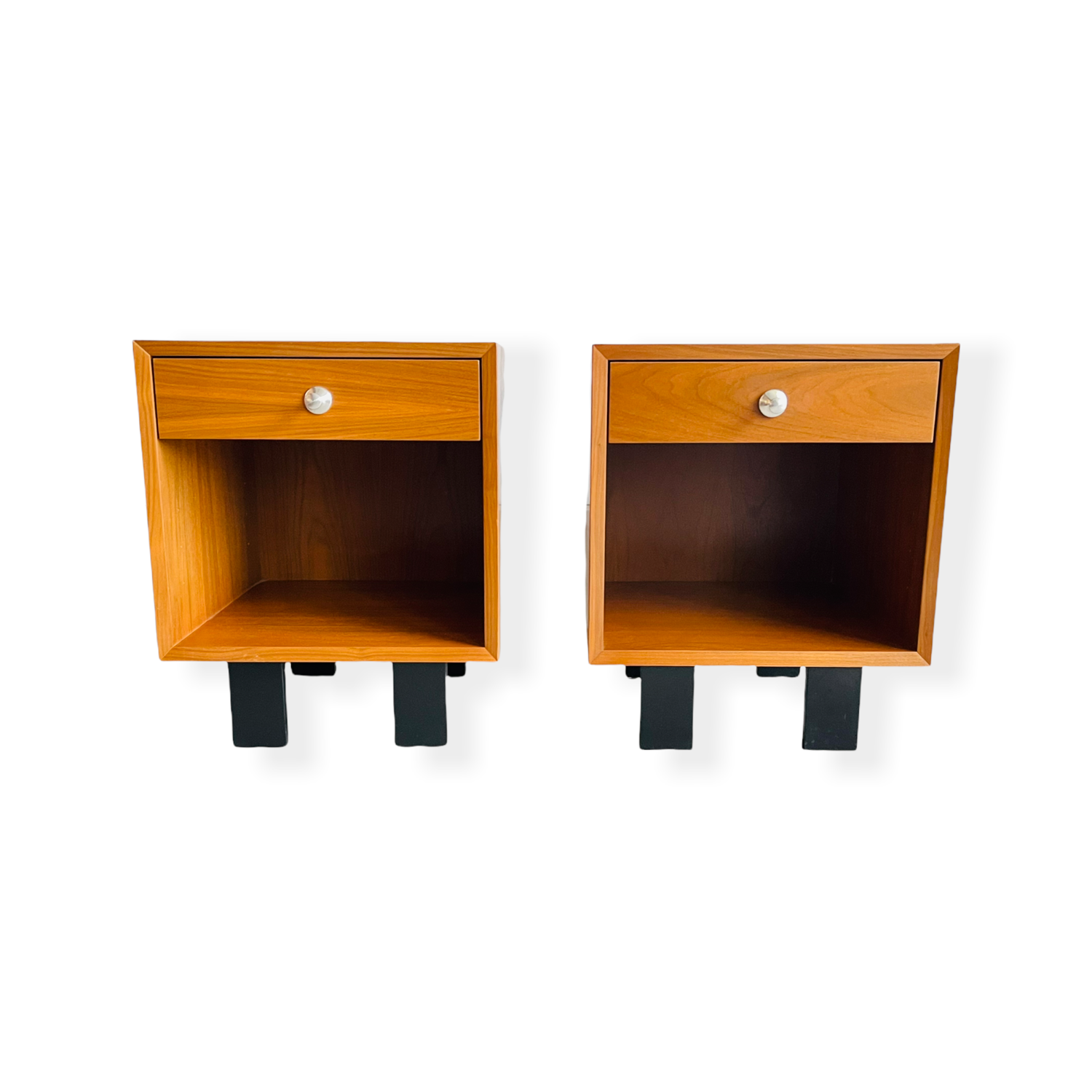 Pair George Nelson Walnut Nightstands for Herman Miller image 1