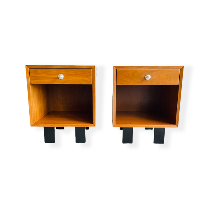 Pair George Nelson Walnut Nightstands for Herman Miller image 1