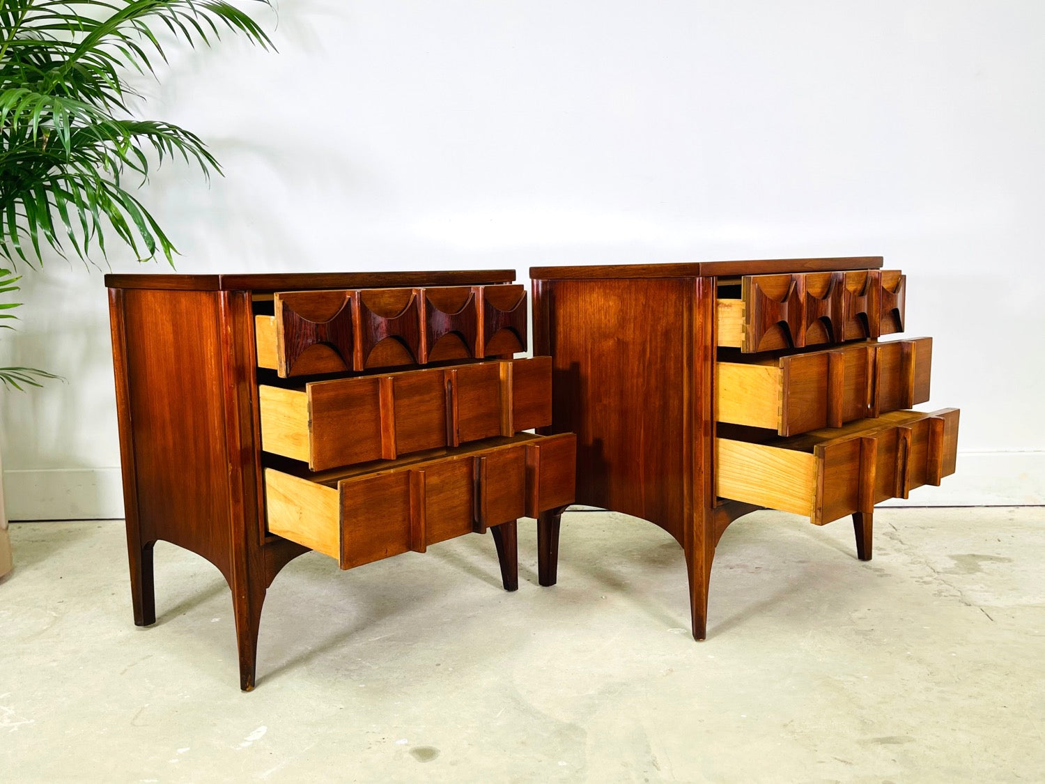 Set 2 Mid-Century Modern Walnut Nightstands By Kent Coffey Perspecta image 5
