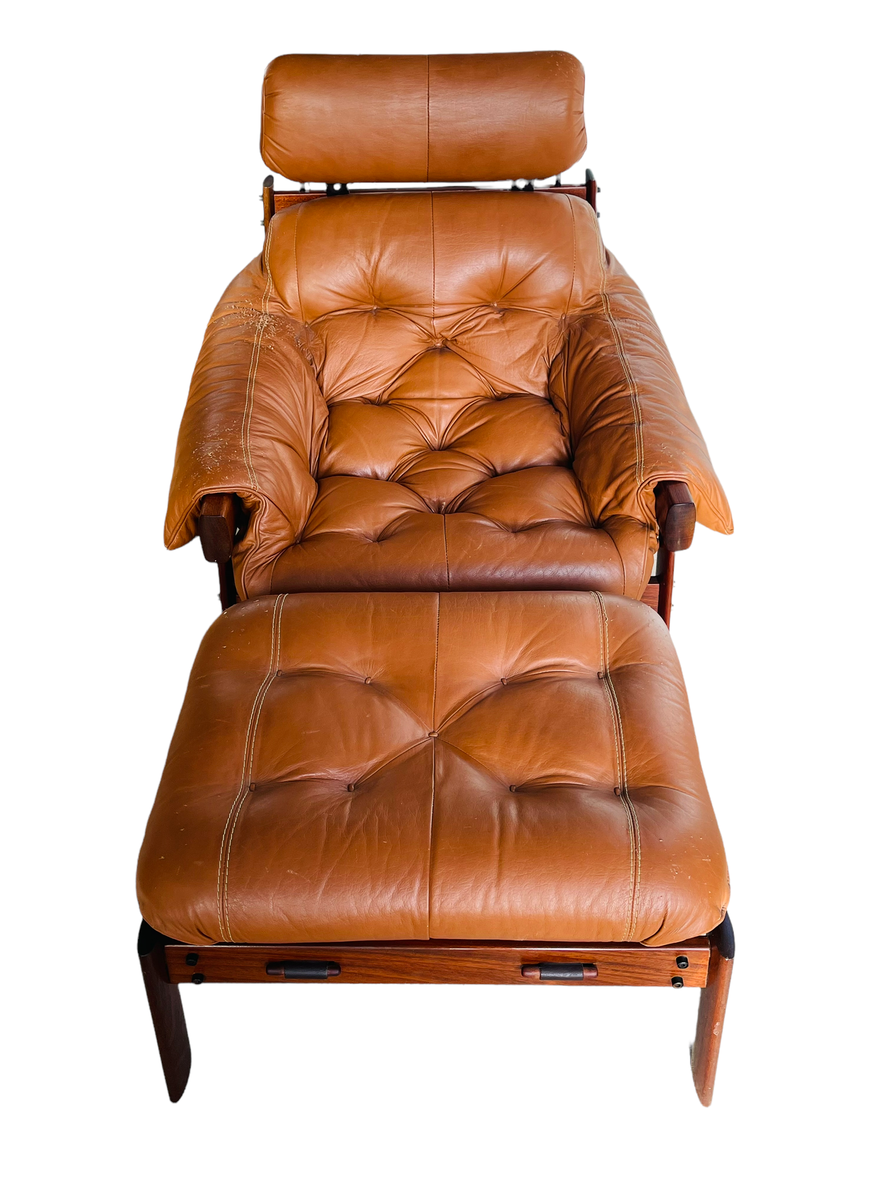 1970s Brazilian Rosewood Percival Lafer Leather Lounge Chair & Ottoman  image 2