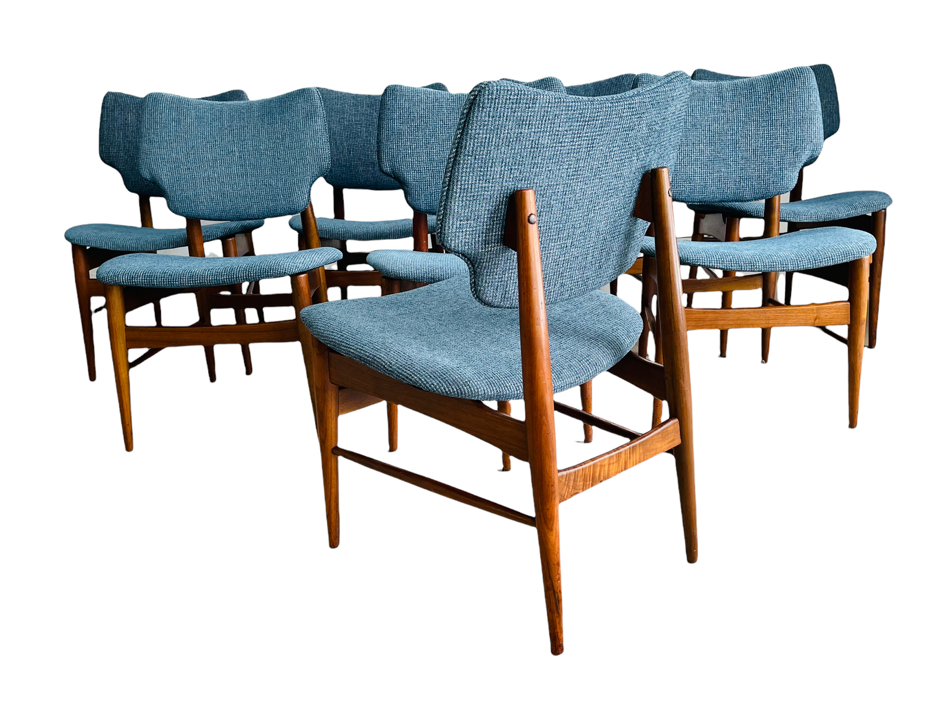 Set 8 Mid Century Danish Modern Walnut Dining Chairs image 1