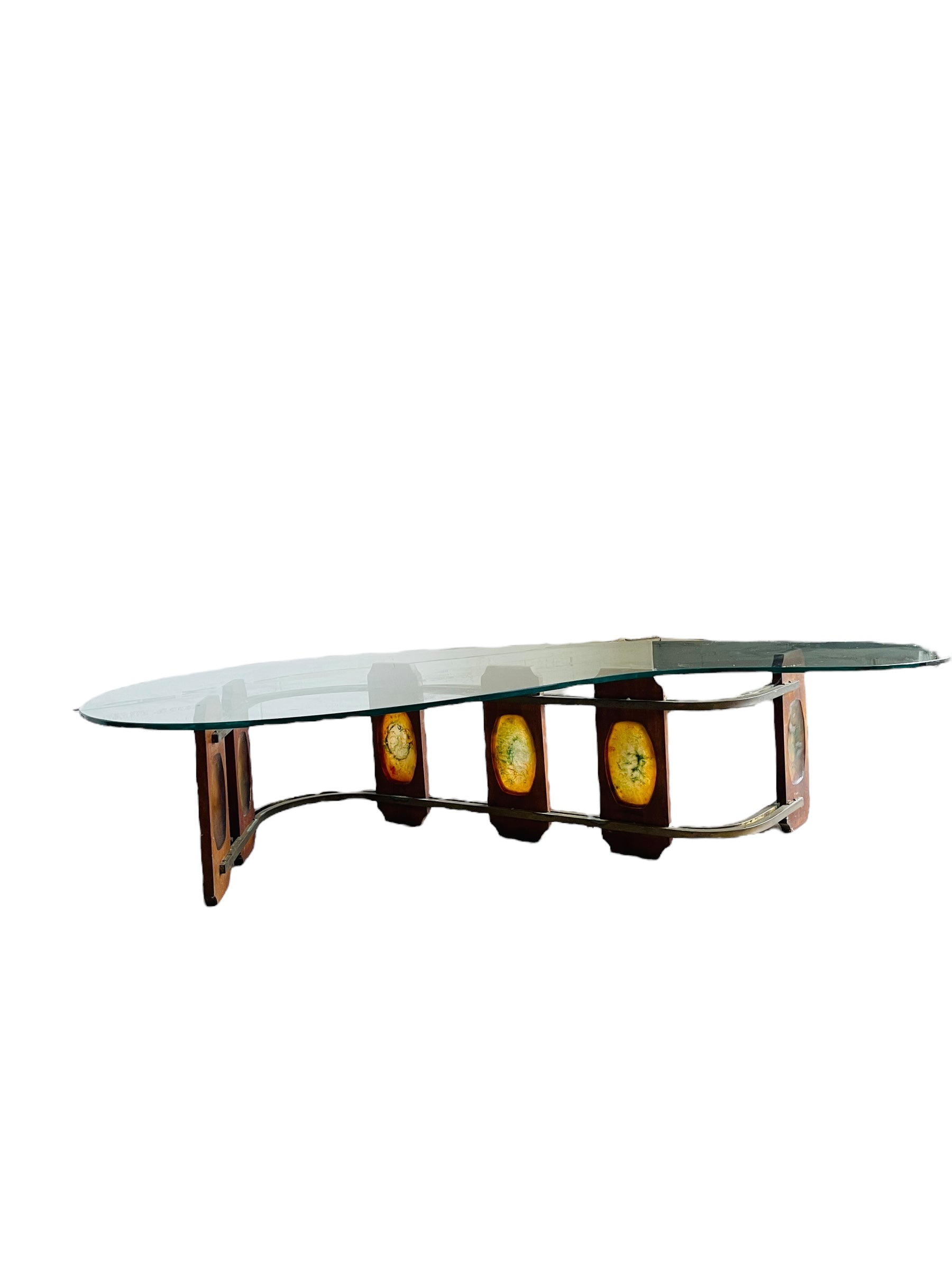 Authentic Kidney Shap Glass Coffee Table  image 2