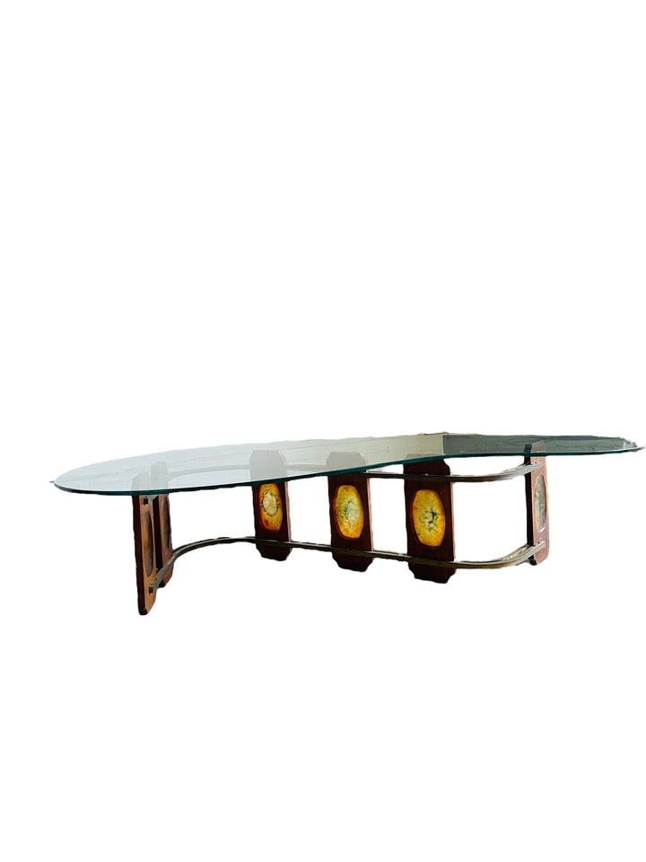 Authentic Kidney Shap Glass Coffee Table  image 2