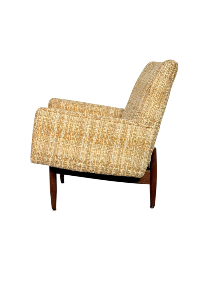 1950s Jens Risom Club Lounge Chair with Walnut Frame image 3