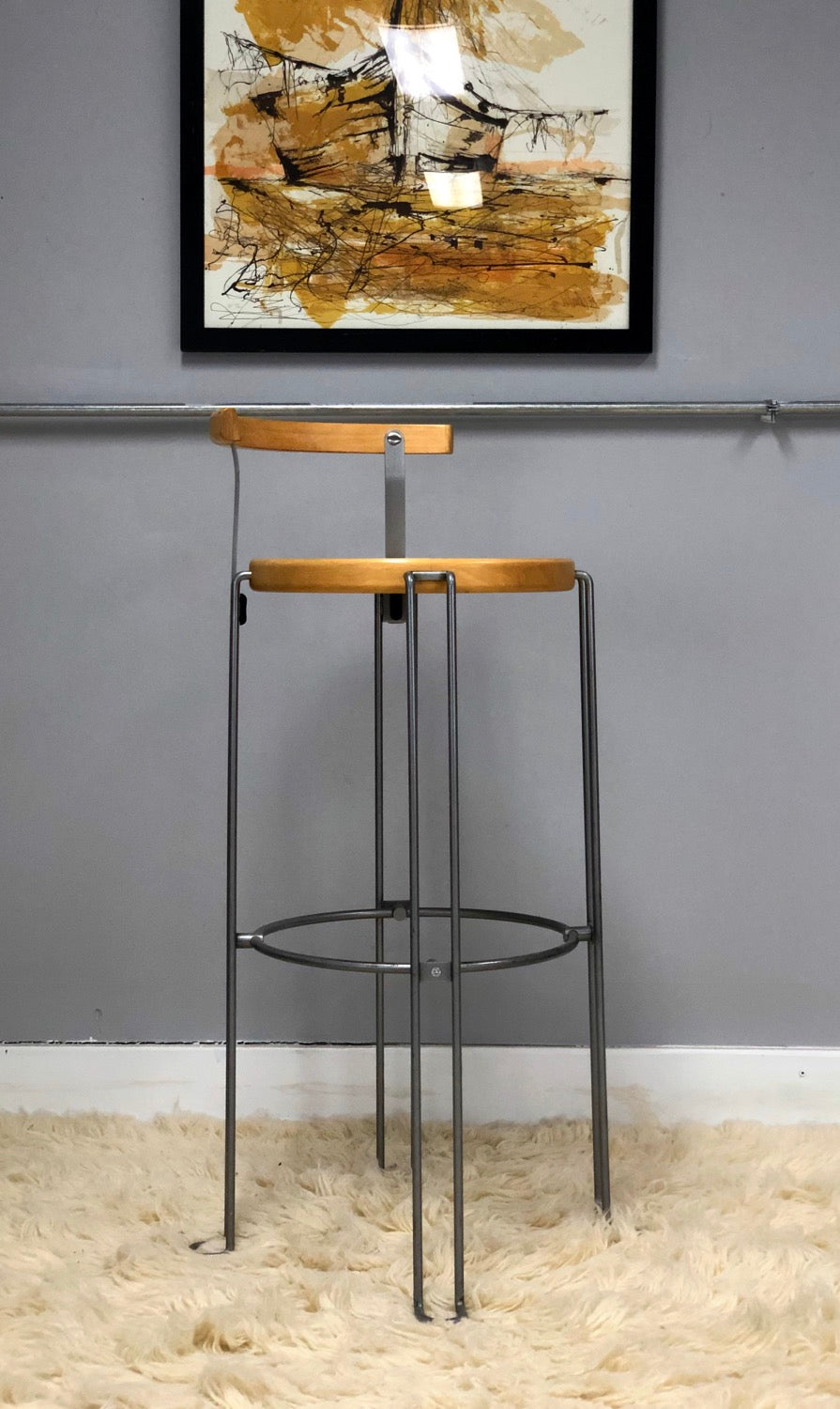 Mid 20th Century Designer Industrial Bar Stool By Borge Lindau For Bla Station image 4