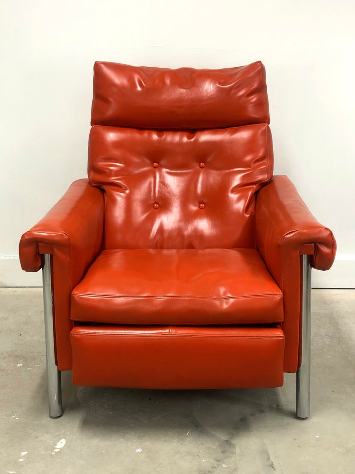 Mid-Century Modern Recliner Lounge Chair On Chrome Frame image 3