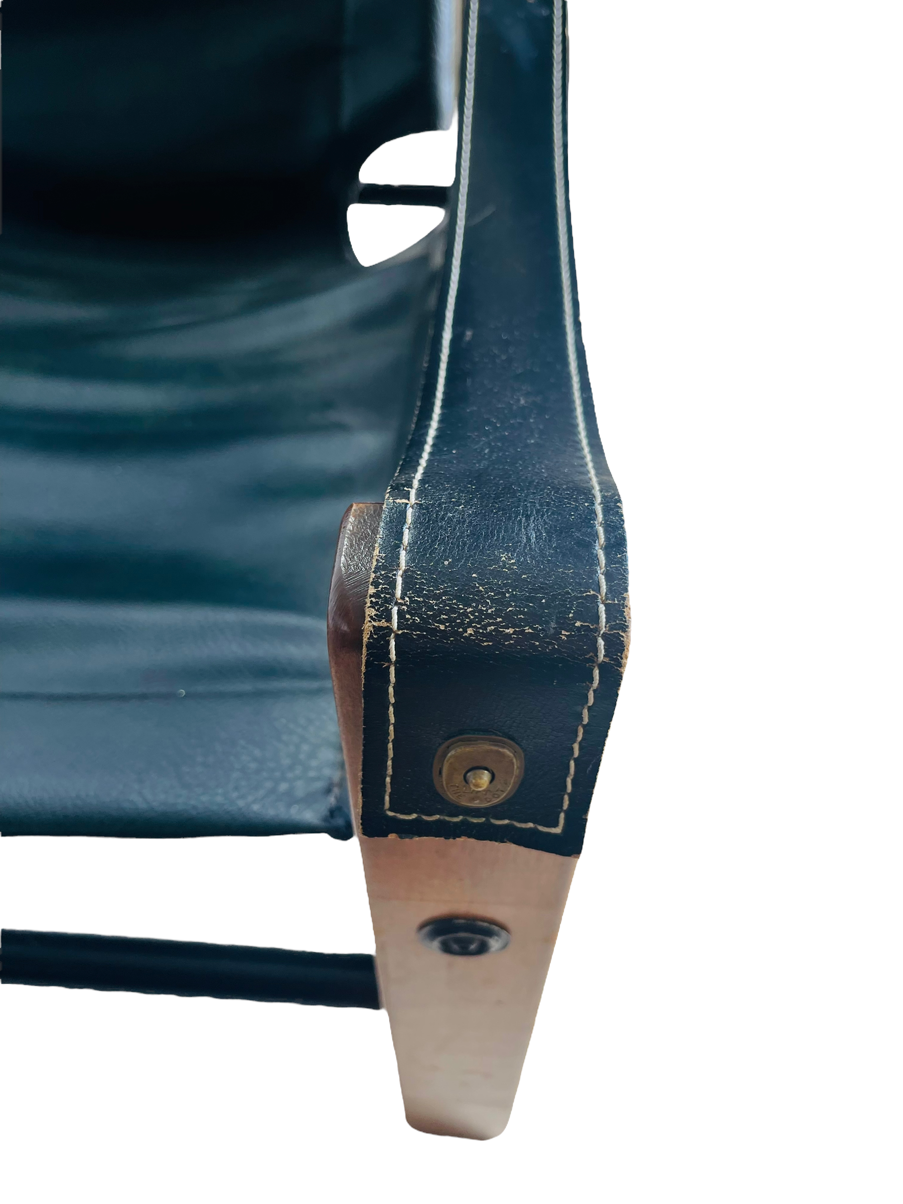 Mid-Century Modern Saddle Stitch Leather Safari Sling Chair & Ottoman  image 4