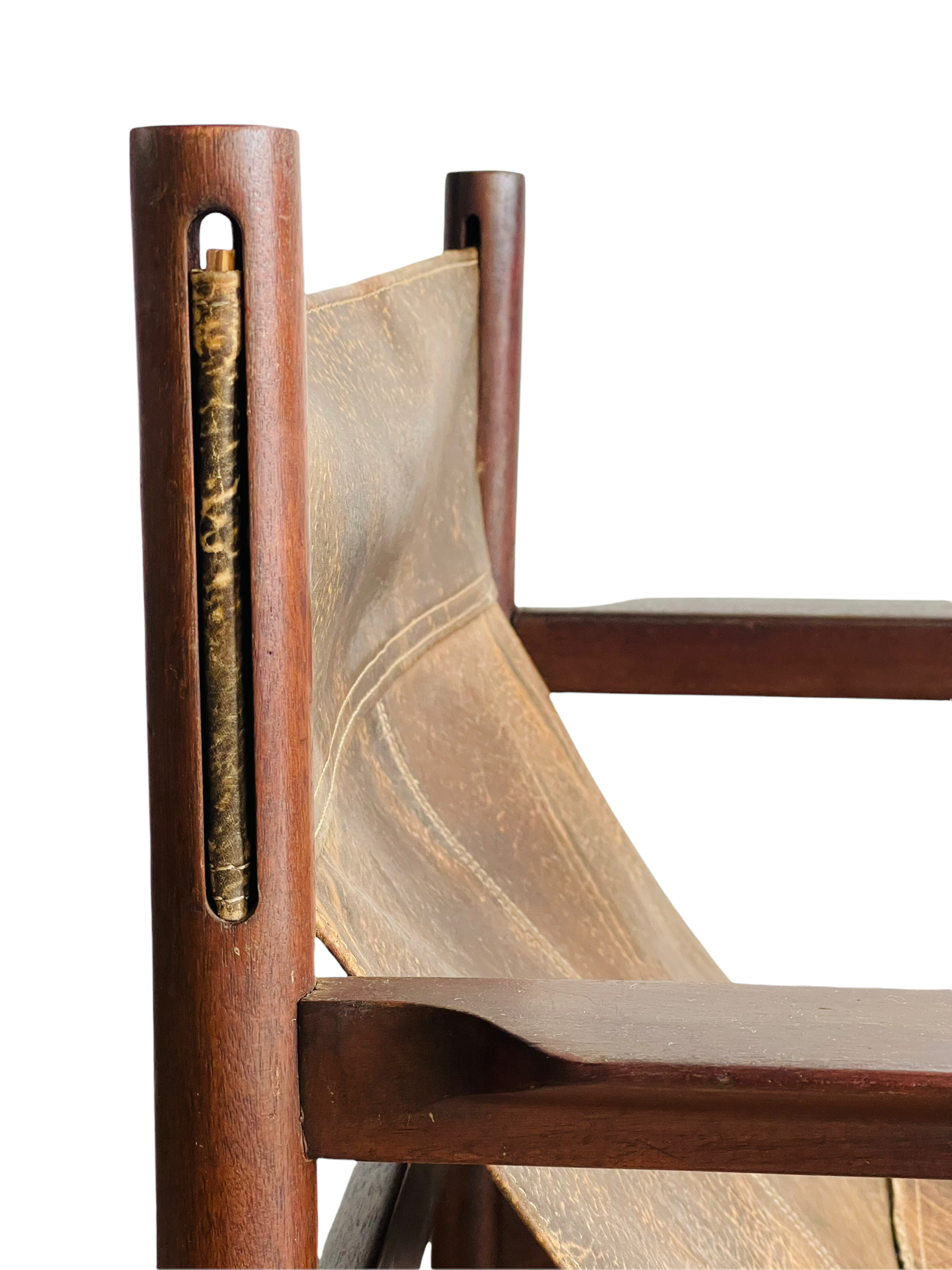 1960s Michel Arnoult Roxinho Leather Sling Lounge Chairs  image 8