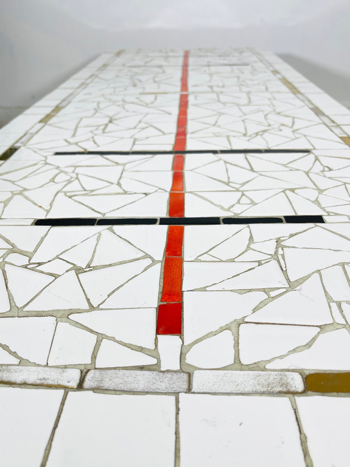 Mid-Century Modern Mosaic Tile Top Coffee Table image 2